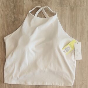 All in Motion White Halter High Neck Crop Tank Top